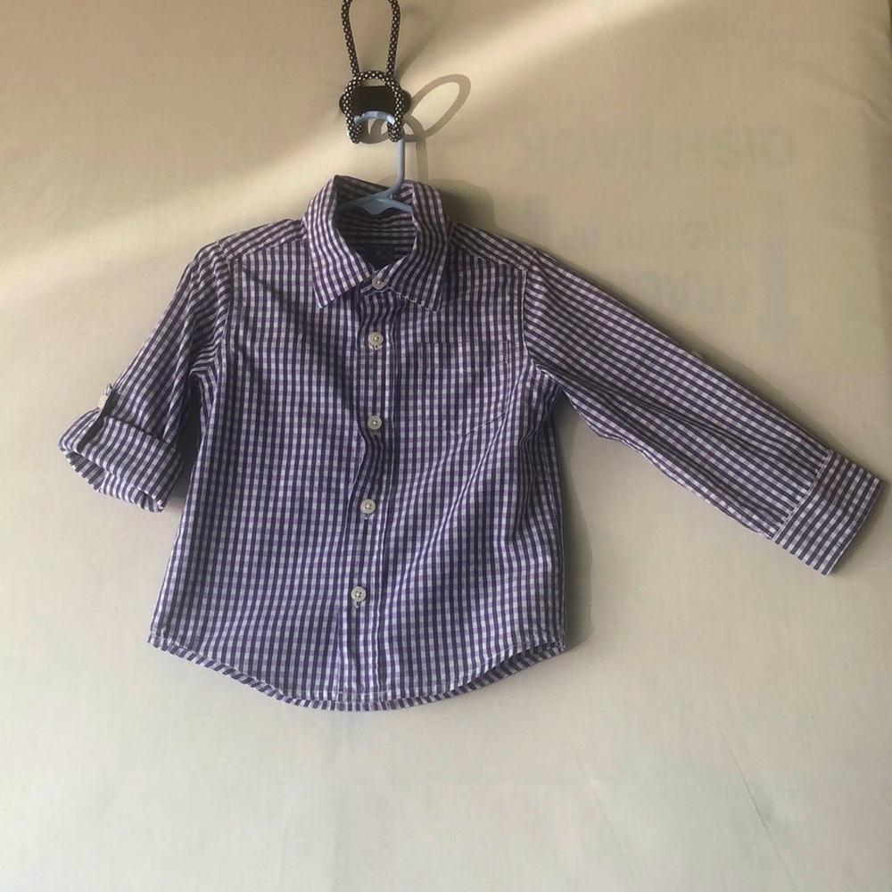 Button up purple and white shirt w/ matching pants
